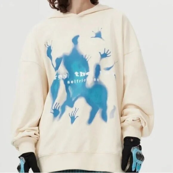 Aelfric Eden Unisex Abstraction Shadow Graphic Oversized Hoodie Size XL - Picture 2 of 11